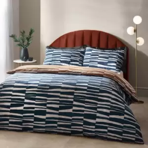 Image of Piper Abstract Cotton Rich Reversible Duvet Cover Set Dusk/Bronze, Dusk/Bronze / Single