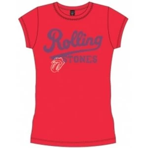 Image of Rolling Stones Team Logo Red Ladies T Shirt: Medium