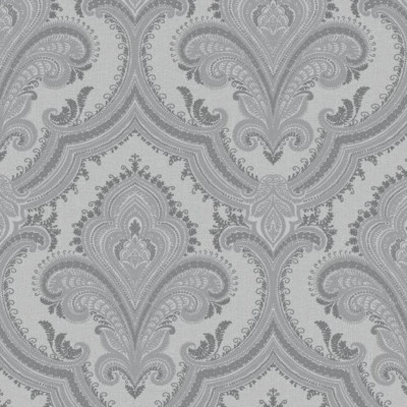 Image of Design ID DID Damask Grey & Silver Wallpaper Wallpaper One Size Grey 41716602000