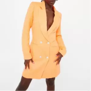 Image of Missguided Tall Boucle Diamante Button Blazer Dress - Orange