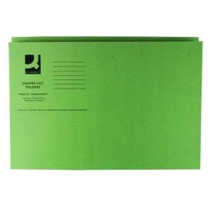 Image of Q-Connect Square Cut Folder Mediumweight 250gsm Foolscap Green Pack of