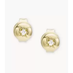 Image of Fossil Womens Elliott Point Of Light 18K Plated Sterling Silver Clear Laboratory Grown Diamond Stud Earring - Gold