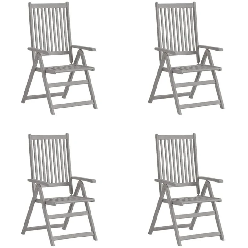 Image of VIDAXL Garden Reclining Chairs 4 pcs Grey Solid Acacia Wood Vidaxl 8720286297667