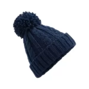 Image of Beechfield Cable Knit Melange Beanie (One Size) (Navy)