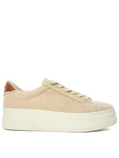 Image of Dune London Exaggerate Platform Laced Trainers - Beige Natural VYCVC Female 5,6,7,8