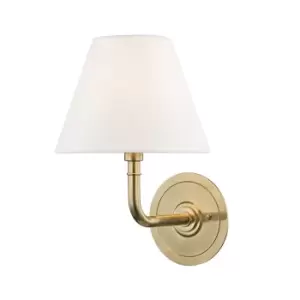 Image of Signature No. 1 1 Light Wall Sconce Brass, Linen