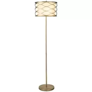 Image of Luminosa Milton Floor Lamp 3 Light E14 Aged Gold, Cream Fabric Shade
