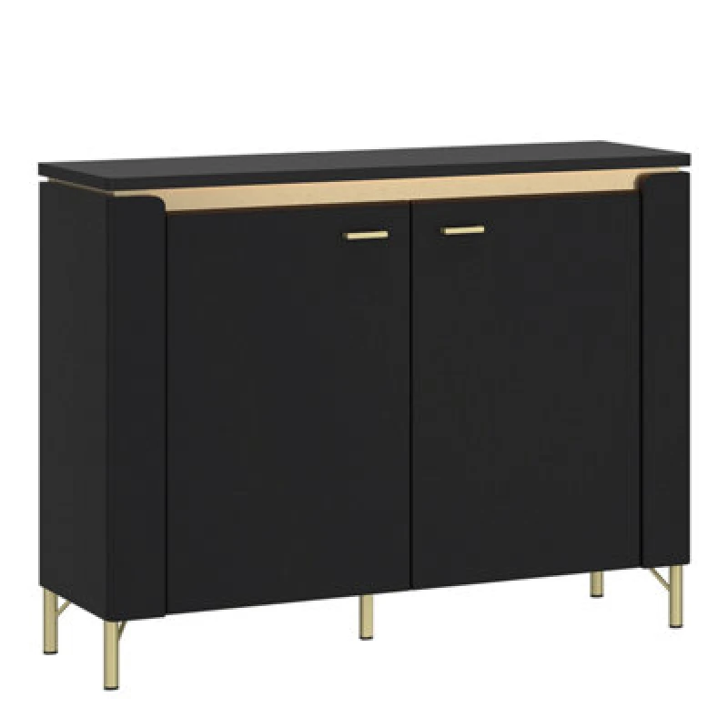 Image of Furniture To Go Genoa Sideboard 2 Door In Black Matt/gold