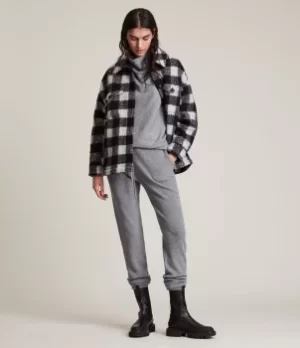 Image of AllSaints Womens Ridley Wool-Cashmere Blend Joggers, Thunder Grey, Size: M