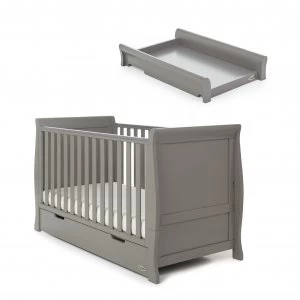 Image of Obaby Stamford Classic Cot Bed & Top Changer - Taupe Grey