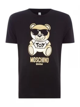 Image of Mens Moschino Teddybear Swim T Shirt Black