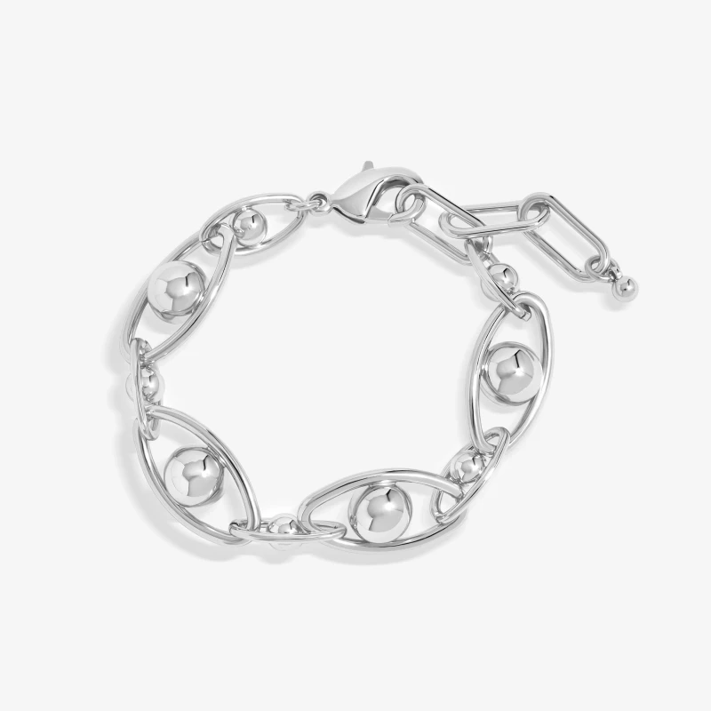 Image of Jon Richard Silver Plated Polished Orb Chain Bracelet Silver