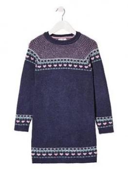 Image of Fatface Girls Fair Isle Knitted Dress - Navy