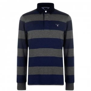 Image of Gant Bar Stripe Rugger Polo Shirt - Charcoal 090