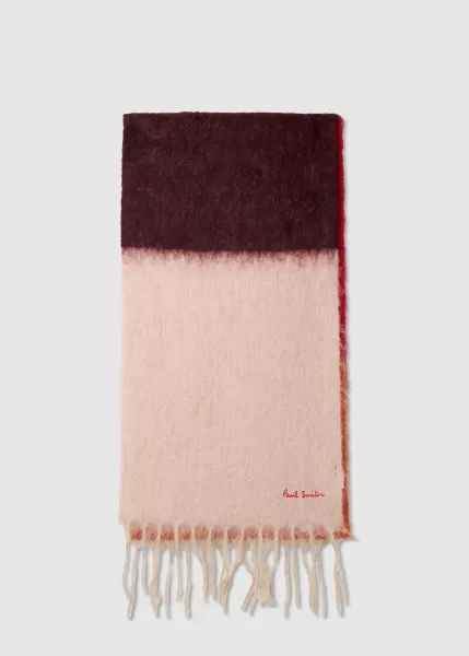 Image of Ps Paul Smith Womens Colour Block Fuzzy Scarf In Reds