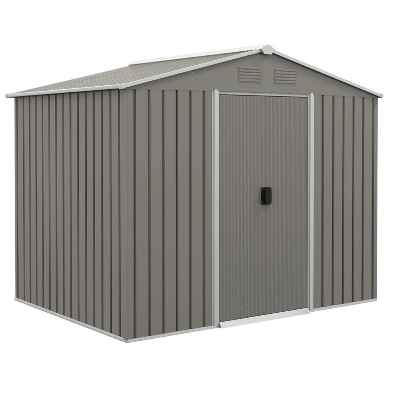 Image of Outsunny 8x6ft Garden Storage Shed - Light Grey 845-429V00GY