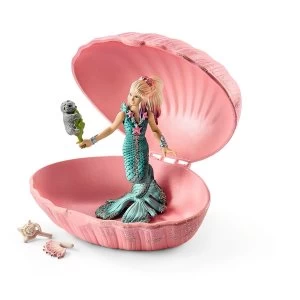 Image of SCHLEICH Bayala Mermaid with Baby Seal in Shell Toy Playset
