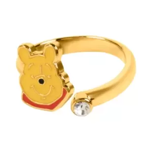 Image of Disney Winnie The Pooh Yellow & Red Gold Plated Clear Stone Ring RF00392YRWL