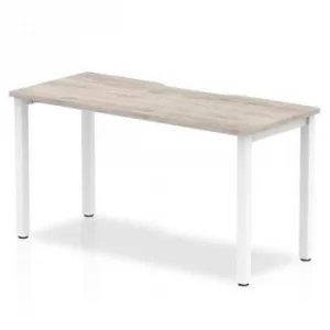 Image of Single White Frame Bench Desk 1400 Grey Oak