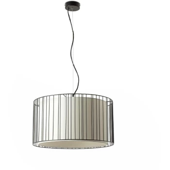 Image of Faro Lighting - Faro Linda - 1 Light Ceiling Pendant White, Black with White Shade, E27