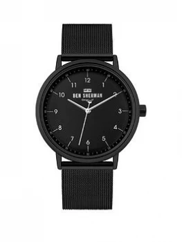 Image of Ben Sherman Black Stainless Steel Mesh Strap with Black Dial, One Colour, Men