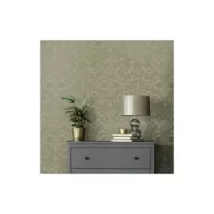 Image of Holden Decor - Holden Green Metallic Shimmer Mirror Floral Woodland Animals Damask Wallpaper
