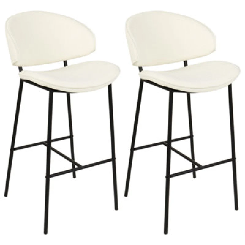 Image of Beliani Set Of 2 Bar Chairs Kiana Light Beige