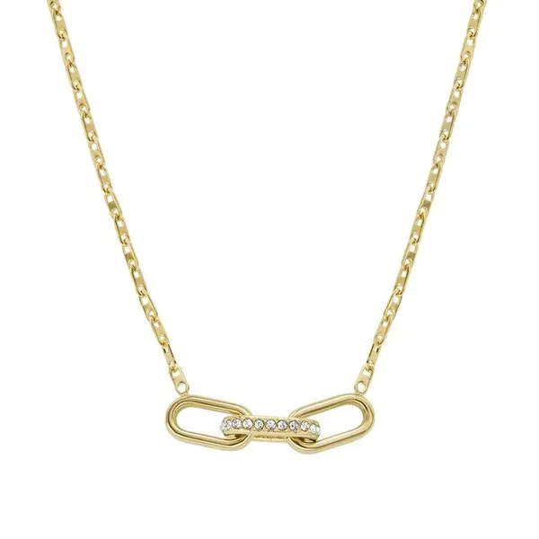 Image of Fossil JF04523710 Gold Tone Cubic Zirconia Necklace - J49334