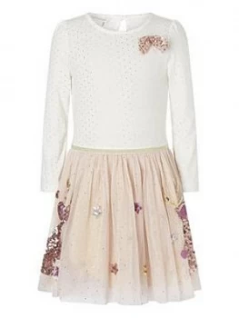 Image of Monsoon Girls Christmas Disco Reindeer Dress - Nude