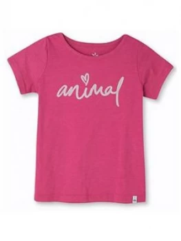 Image of Animal Girls Script Short Sleeve Graphic T-Shirt - Pink, Size Age: 7-8 Years, Women