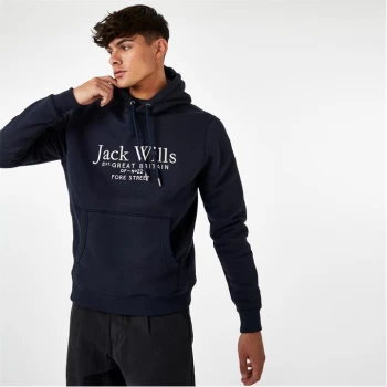 Image of Jack Wills Batsford Graphic Logo Hoodie - Navy