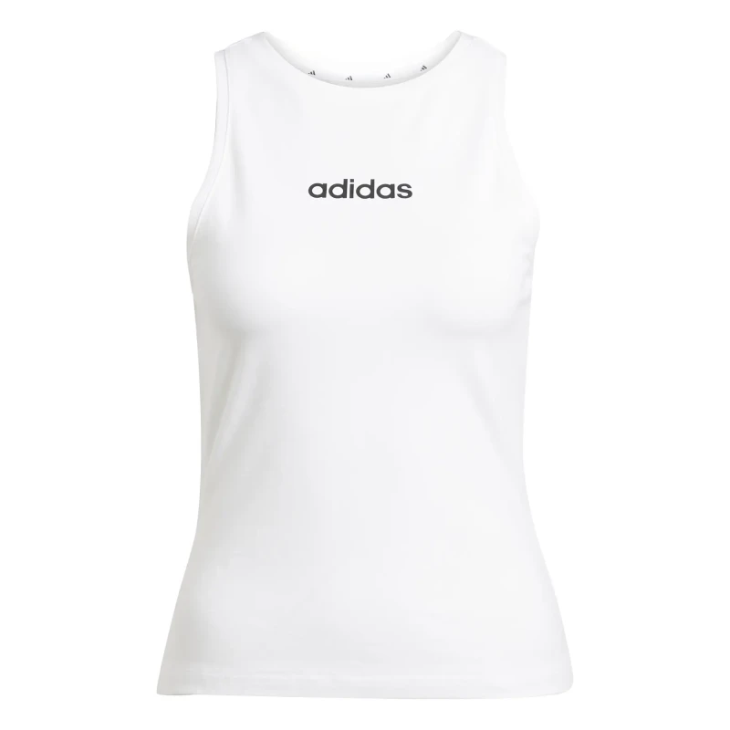 Image of adidas Essentials Linear Slim Cotton Tank Top Womens White female M (12-14)