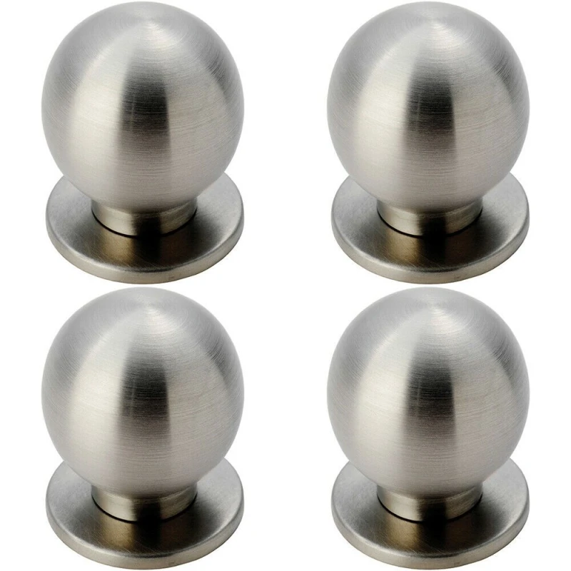 Image of Loops 4x Small Solid Ball Cupboard Door Knob 25mm Dia Stainless Steel Cabinet Handle Metallics unisex
