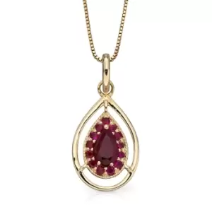 Image of JG Signature 9ct Gold Ruby Pear Shaped Cut Out Necklace