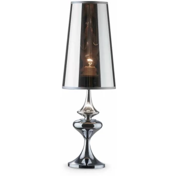 Image of Ideal Lux Alfiere - 1 Light Small Table Lamp Chrome, E27