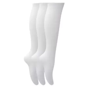 Image of Childrens Girls Plain Knee High School Socks (Pack Of 3) (UK Shoe 9-12 (Age: 5-7 years)) (White)