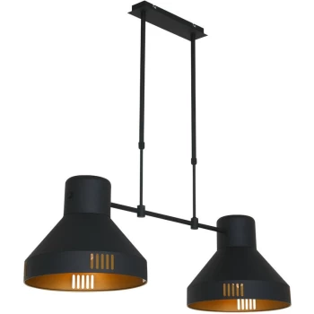 Image of Sienna Lighting - Sienna Evy Straight Bar Pendant Ceiling Light Black Matt, Gold