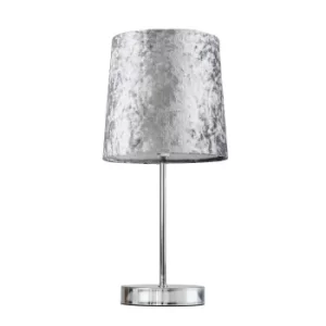 Image of Value Essentials Chrome Table Lamp with Silver Grey Velvet Shade