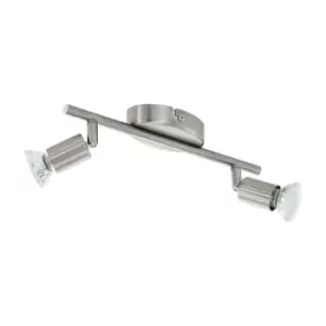 Image of Flush 2 Spot Ceiling Light Colour Satin Nickel Steel Bulb GU10 2x3W Included