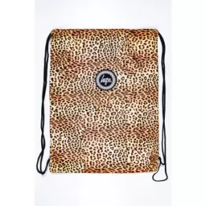 Image of Hype Leopard Drawstring Bag (One Size) (Beige/Brown)