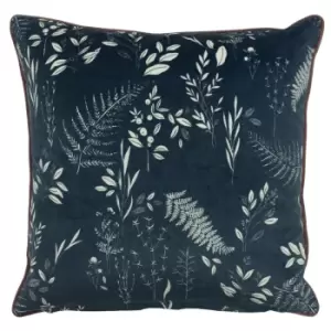 Image of Fearne Printed Velvet Cushion Teal, Teal / 50 x 50cm / Cover Only