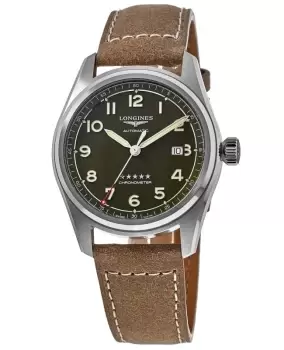 Image of Longines Spirit Automatic Green Dial Leather Strap Mens Watch L3.811.4.03.2 L3.811.4.03.2