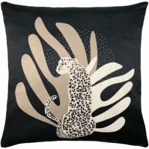 Image of Aurora Tropical Jungle Print Cushion Cover, Blush/Black, 43 x 43cm - Furn
