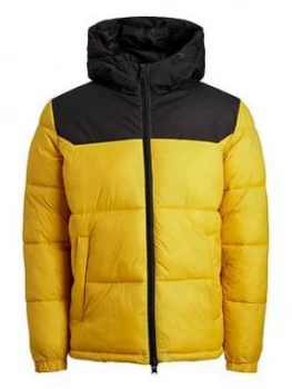 Image of Jack & Jones Junior Boys Hooded Padded Coat - Spicy Mustard Size Age: 8 Years