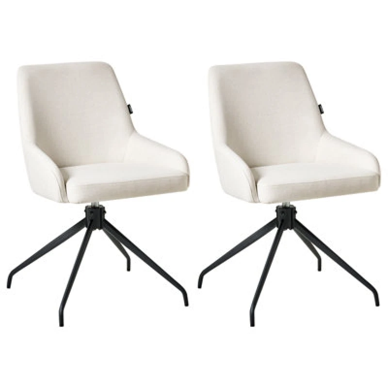 Image of Beliani Set Of 2 Dining Chairs Swivel Jenner Fabric Off-White