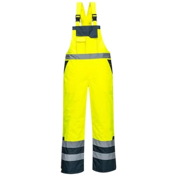 Image of Portwest - S489YERM - sz M Contrast Bib & Brace - Lined - Yellow