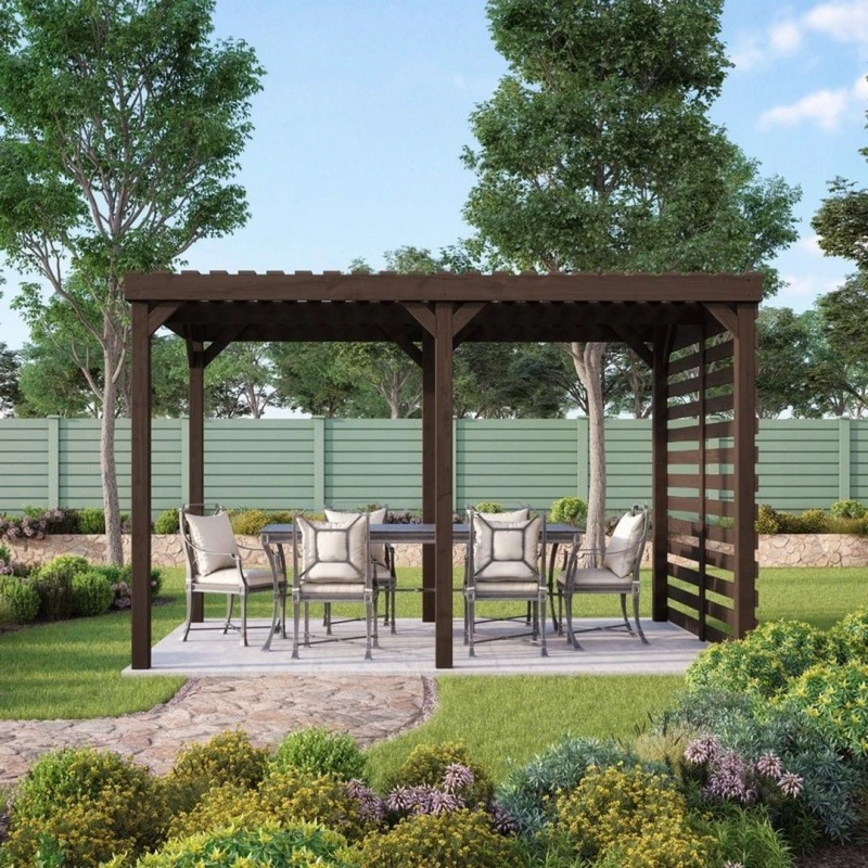 Image of Rutland County Garden Furniture Ltd Shade Pergola - Wood - L360 x W360 x H270cm - Rustic Brown Brown Unisex