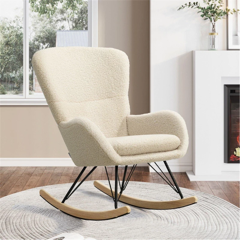 Image of Kabinet UK Wool Rocking Chair with Removable Cushion Beige Beige unisex One Size