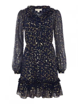 Image of Michael Kors Foil stretch printed dress Blue