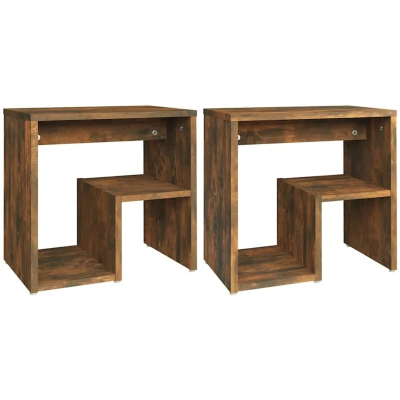 Image of VIDAXL Bed Cabinets 2 pcs Smoked Oak 40x30x40cm Engineered Wood Vidaxl 8720286932407